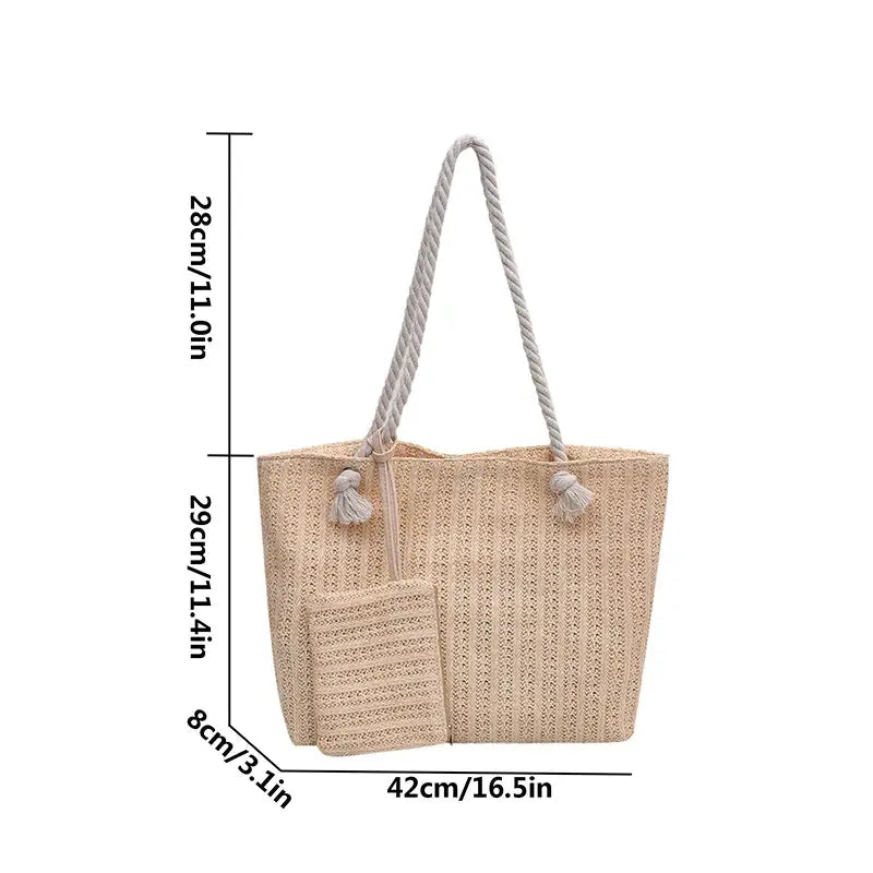 Bolso Tote de Paja para Mujer – Gran Capacidad Playa Verano MaDaJo