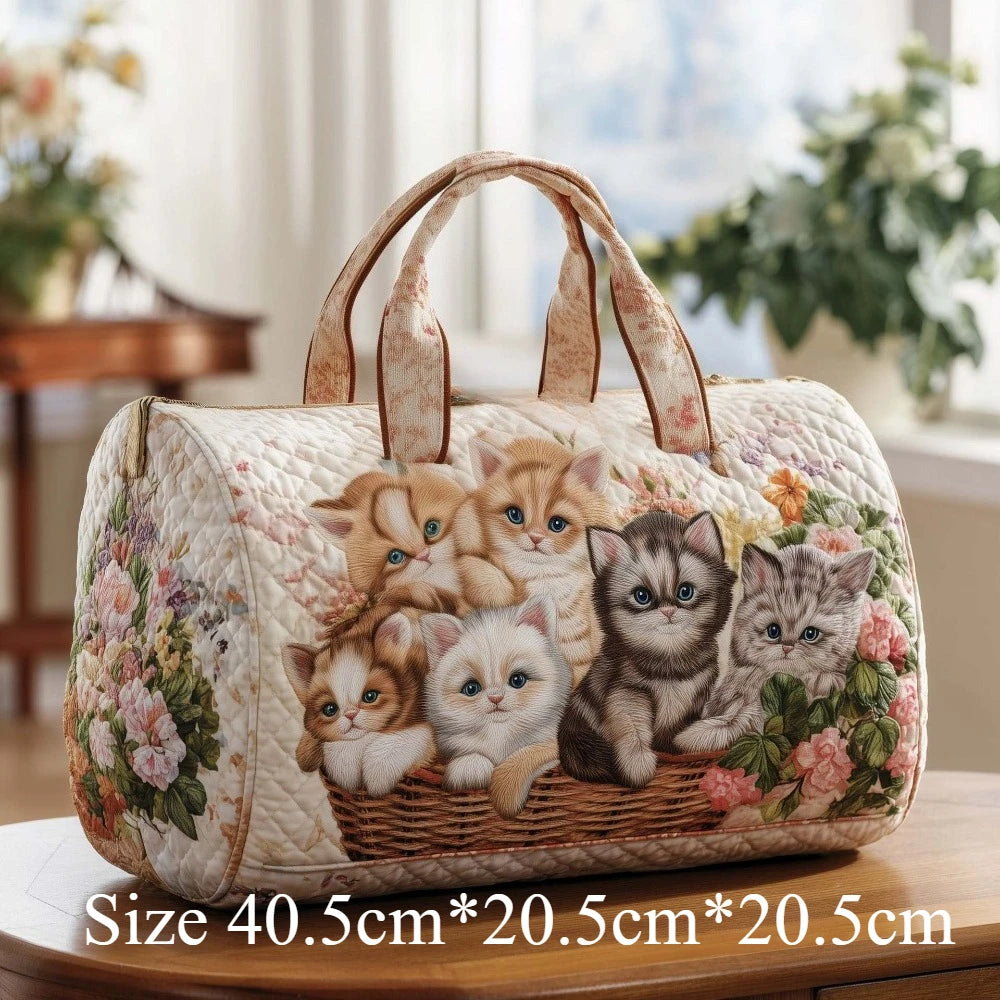 Bolso de Viaje 3D con Estampado de Gatos | Bolso Acolchado Único para Amantes de los Gatos