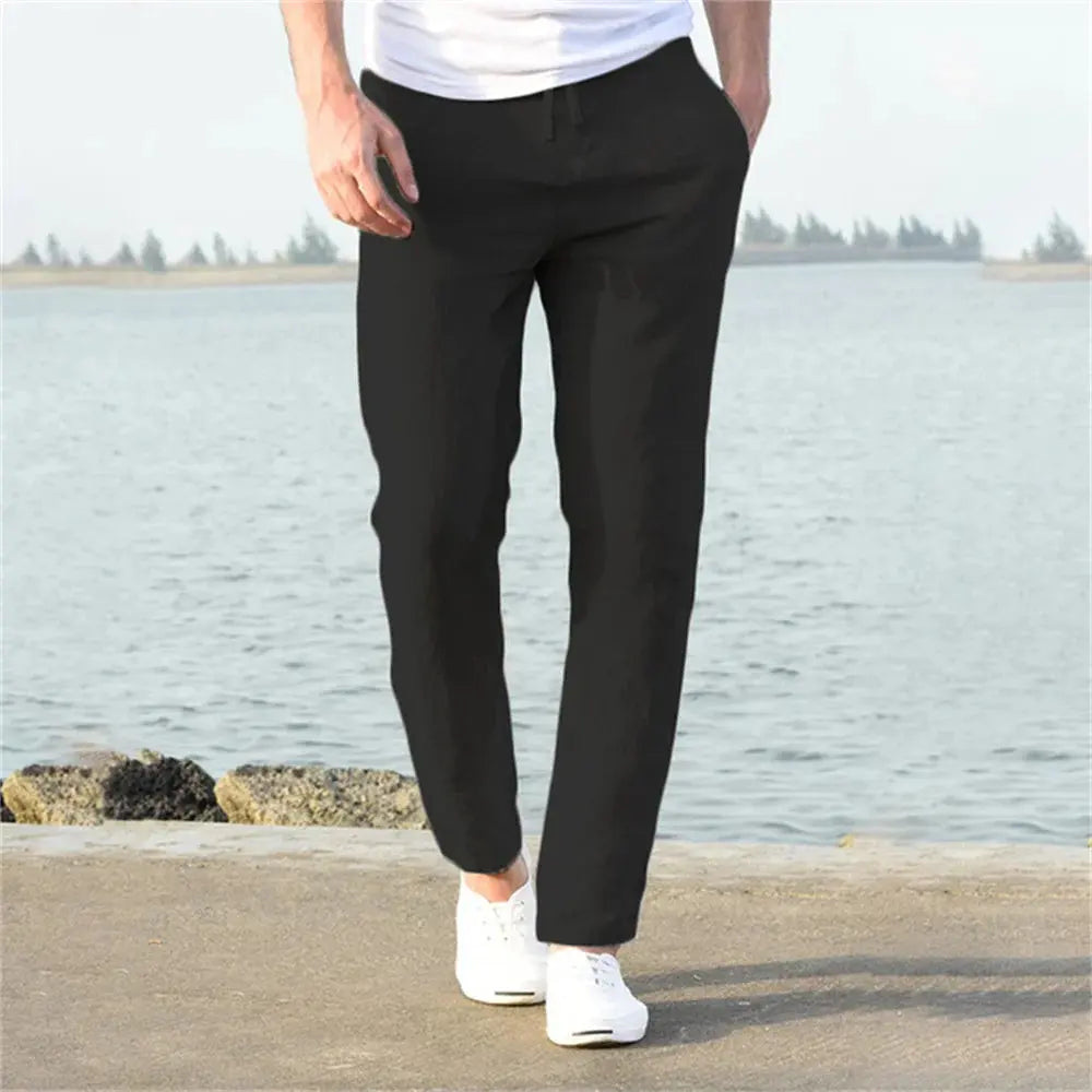 Pantalón Lino Algodón Hombre Transpirable – Streetwear S-3XL MaDaJo