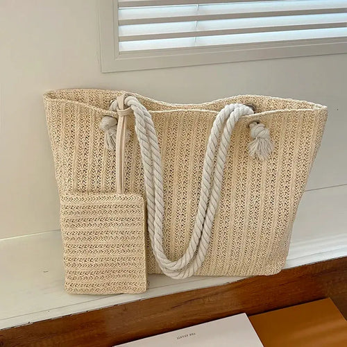 Bolso Tote de Paja para Mujer – Gran Capacidad Playa Verano MaDaJo