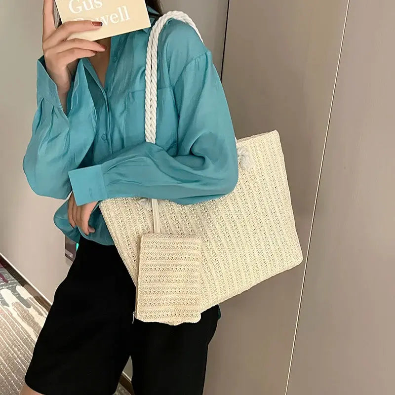 Bolso Tote de Paja para Mujer – Gran Capacidad Playa Verano MaDaJo