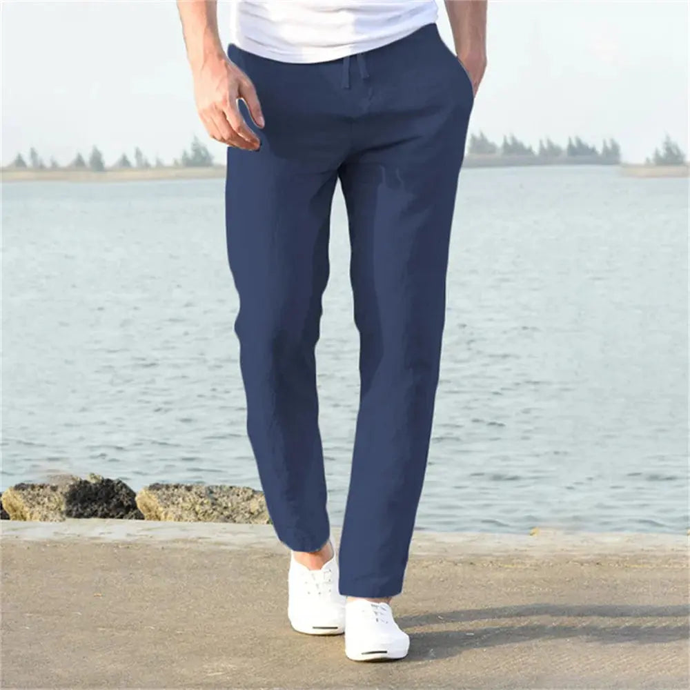 Pantalón Lino Algodón Hombre Transpirable – Streetwear S-3XL MaDaJo