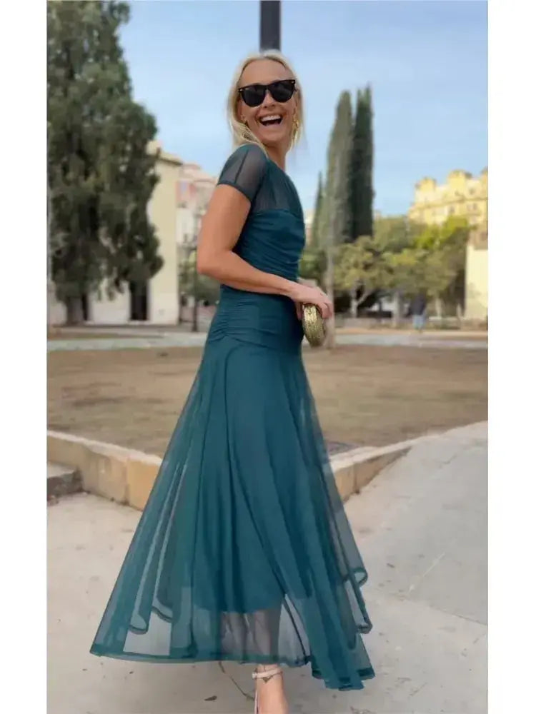 Vestido Casual para Mujer – Diseño A-Line con Manga Corta, Cuello Redondo y Corte Amplio para Verano MaDaJo