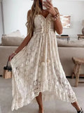 Vestido Largo de Playa Sexy | Vestido de Verano con Encaje y Escote en V para Mujer