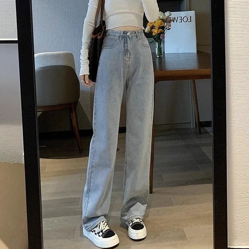 Jeans Anchos Vintage para Mujer | Pantalón Denim de Cintura Alta con Diseño Retro y Ajuste Cómodo