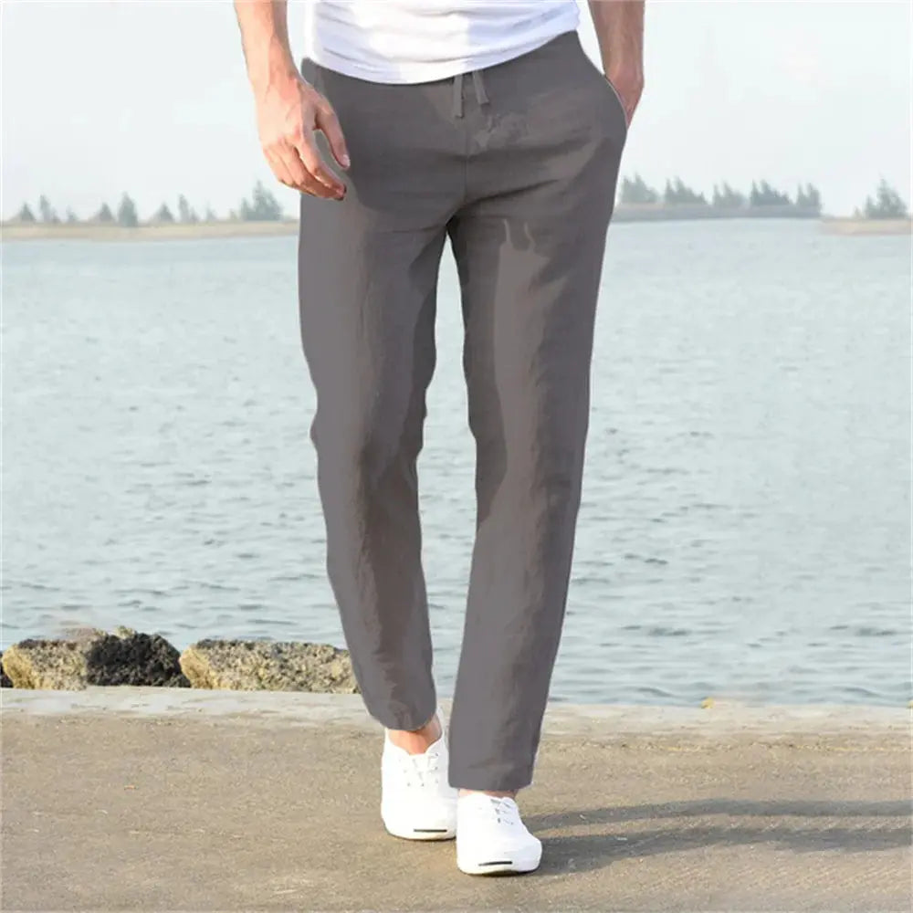 Pantalón Lino Algodón Hombre Transpirable – Streetwear S-3XL MaDaJo