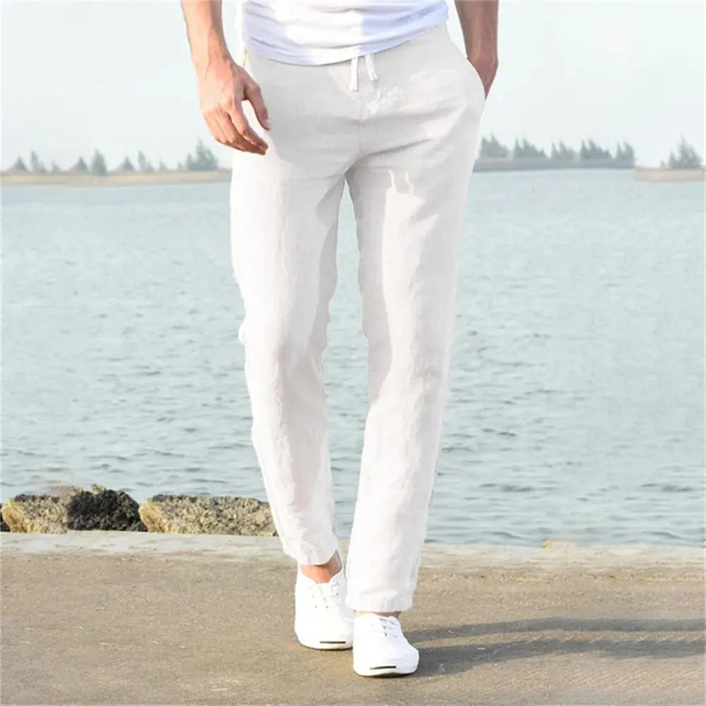Pantalón Lino Algodón Hombre Transpirable – Streetwear S-3XL MaDaJo