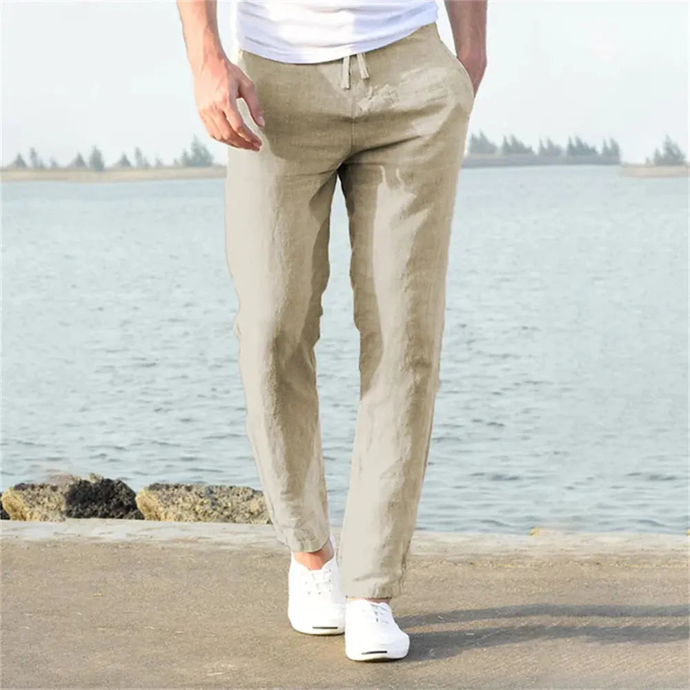 Pantalón Lino Algodón Hombre Transpirable – Streetwear S-3XL MaDaJo