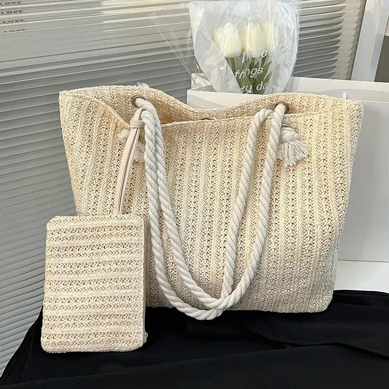Bolso Tote de Paja para Mujer – Gran Capacidad Playa Verano MaDaJo