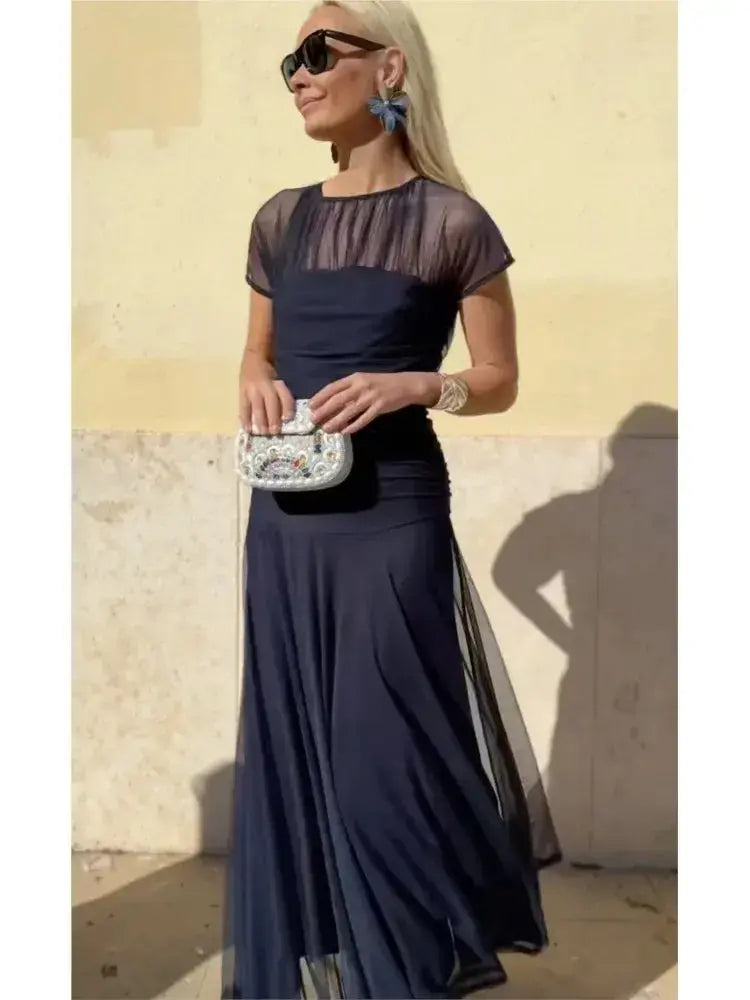 Vestido Casual para Mujer – Diseño A-Line con Manga Corta, Cuello Redondo y Corte Amplio para Verano MaDaJo