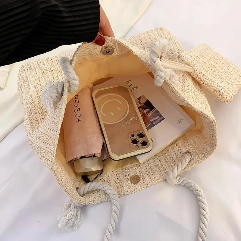 Bolso Tote de Paja para Mujer – Gran Capacidad Playa Verano MaDaJo