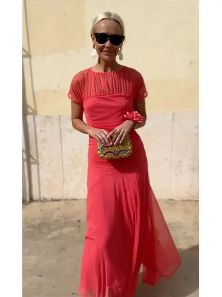 Vestido Casual para Mujer – Diseño A-Line con Manga Corta, Cuello Redondo y Corte Amplio para Verano MaDaJo