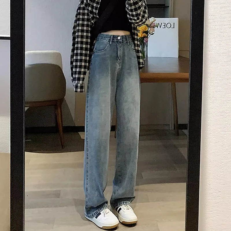 Jeans Anchos Vintage para Mujer | Pantalón Denim de Cintura Alta con Diseño Retro y Ajuste Cómodo