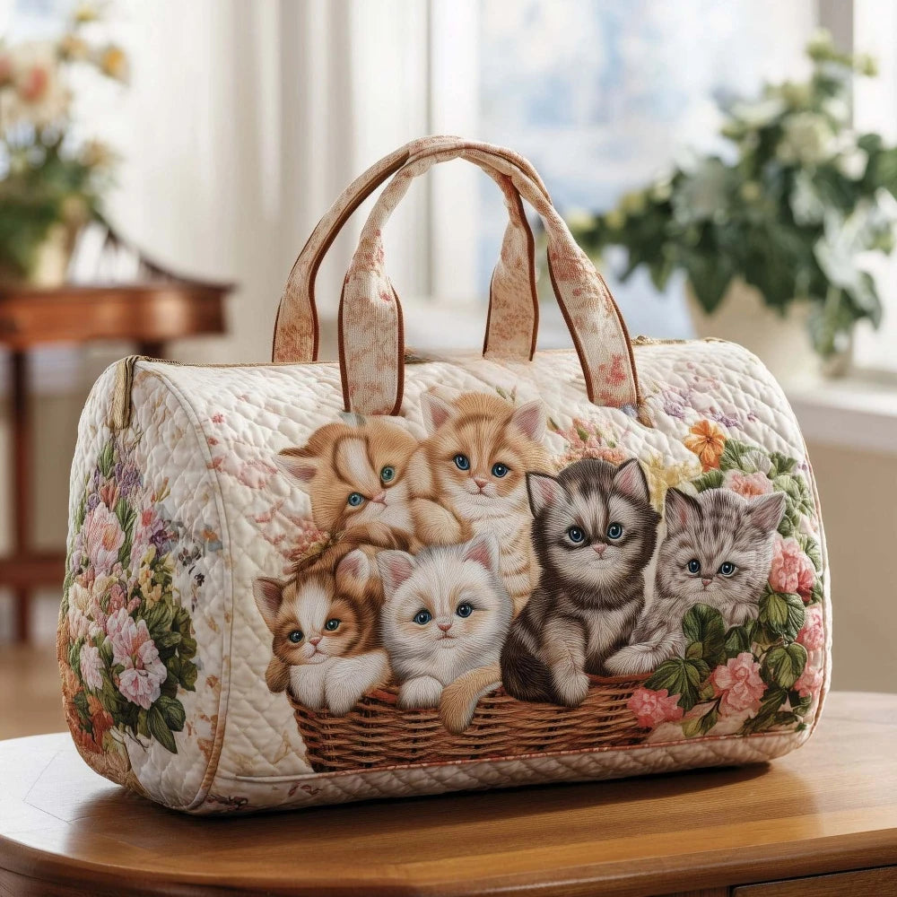 Bolso de Viaje 3D con Estampado de Gatos | Bolso Acolchado Único para Amantes de los Gatos