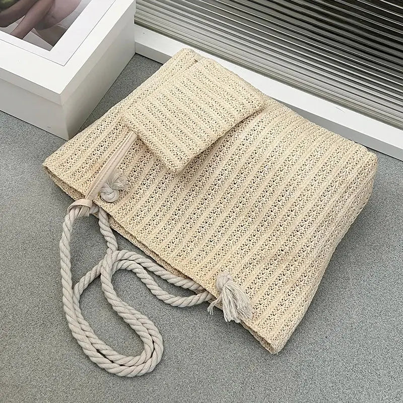 Bolso Tote de Paja para Mujer – Gran Capacidad Playa Verano MaDaJo