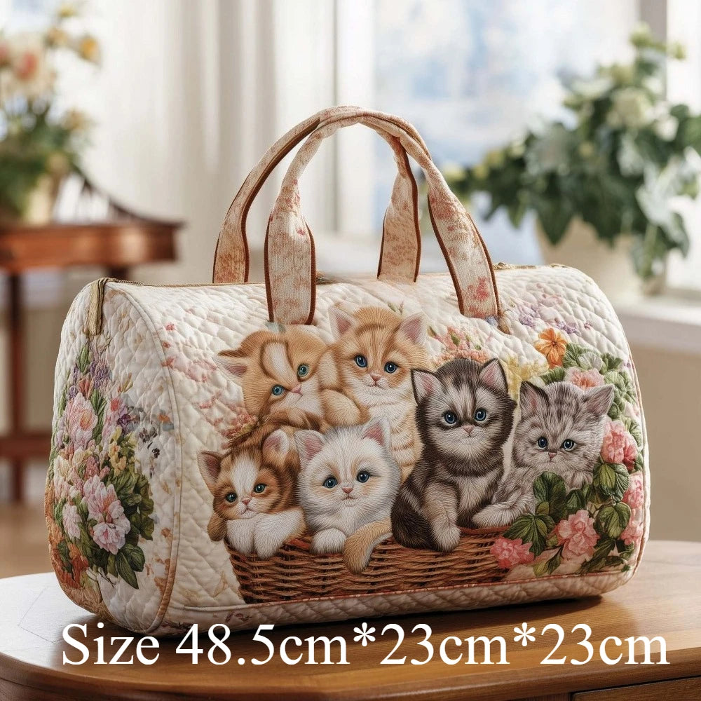 Bolso de Viaje 3D con Estampado de Gatos | Bolso Acolchado Único para Amantes de los Gatos