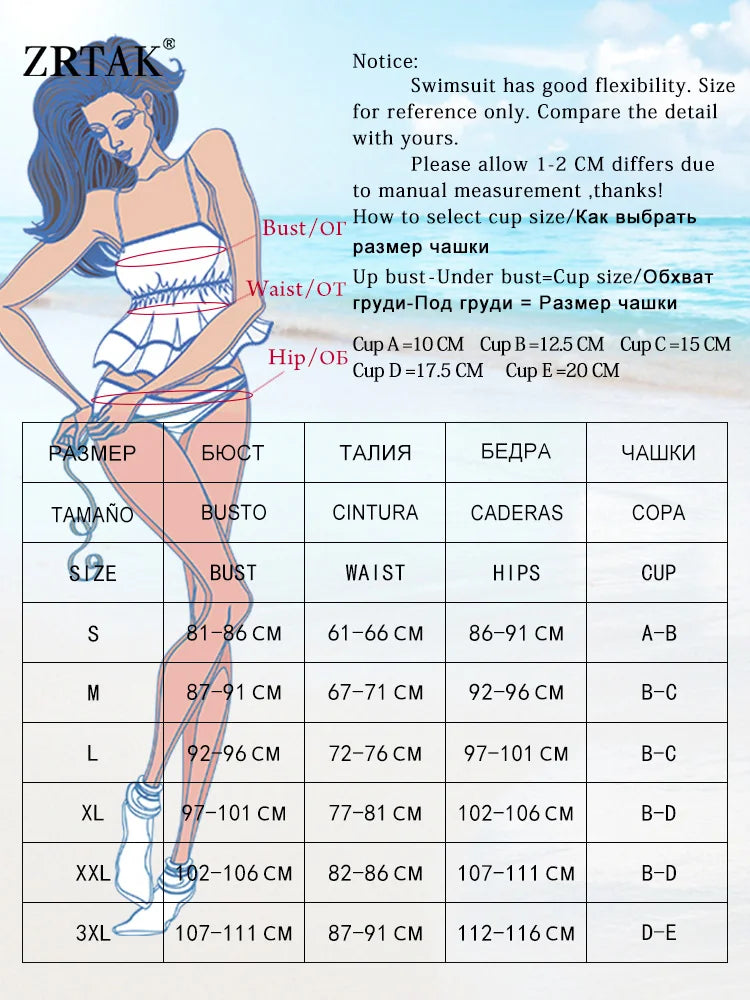ZRTAK Two Piece Suit Bikinis 2026 Women Swimsuit Push Up Bathing Suit Sexy Bikinis Sets Swimwear Print Beachwear Solid Biquinis MaDaJo