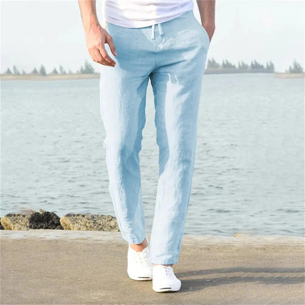 Pantalón Lino Algodón Hombre Transpirable – Streetwear S-3XL MaDaJo